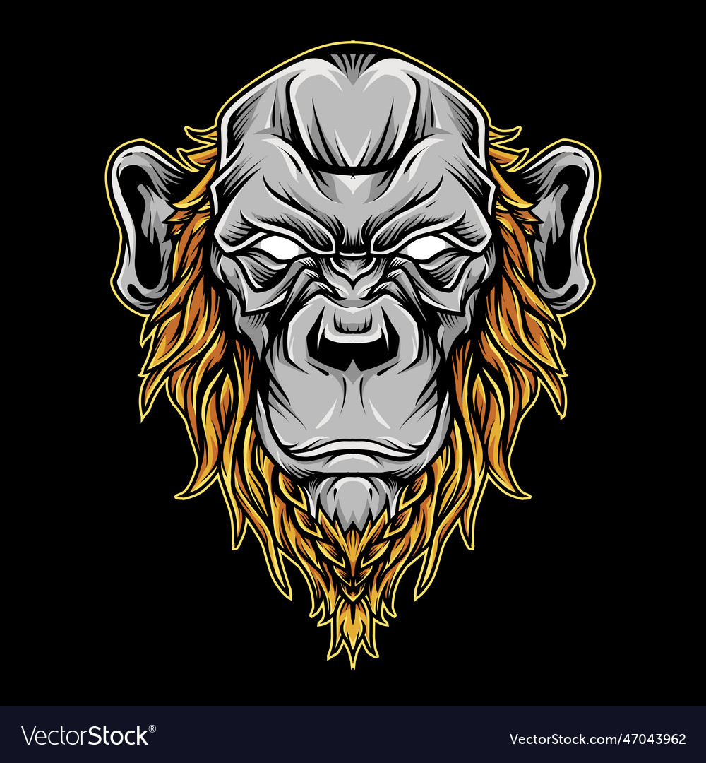 Bald chimp head mascot logo