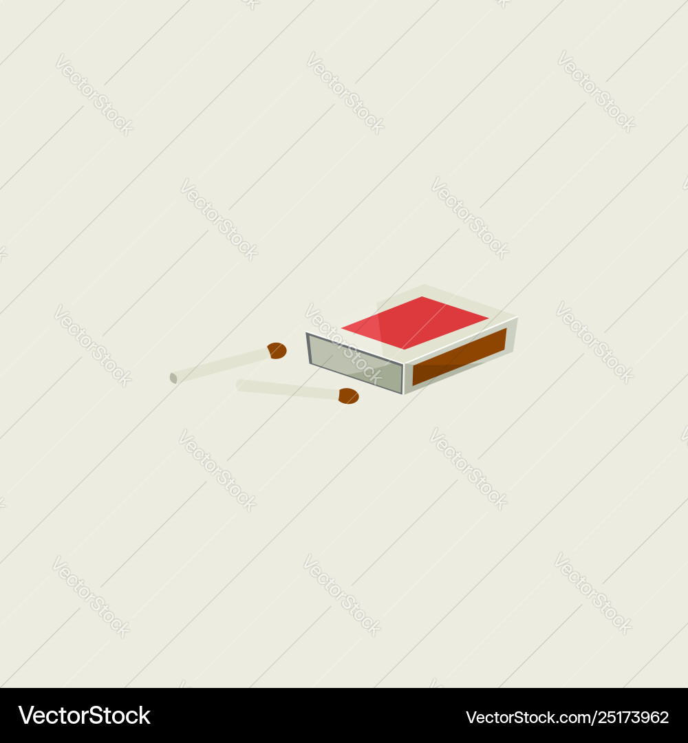 Cartoon matchbox with two unburnt sticks lying Vector Image