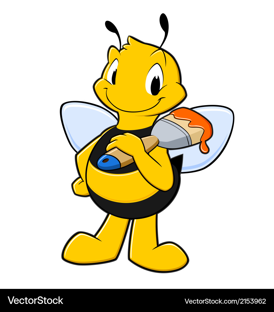 Cartoon Painter Bee Royalty Free Vector Image Vectorstock
