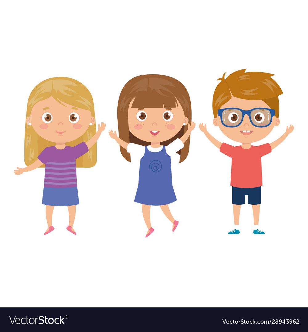 Children standing on white background Royalty Free Vector