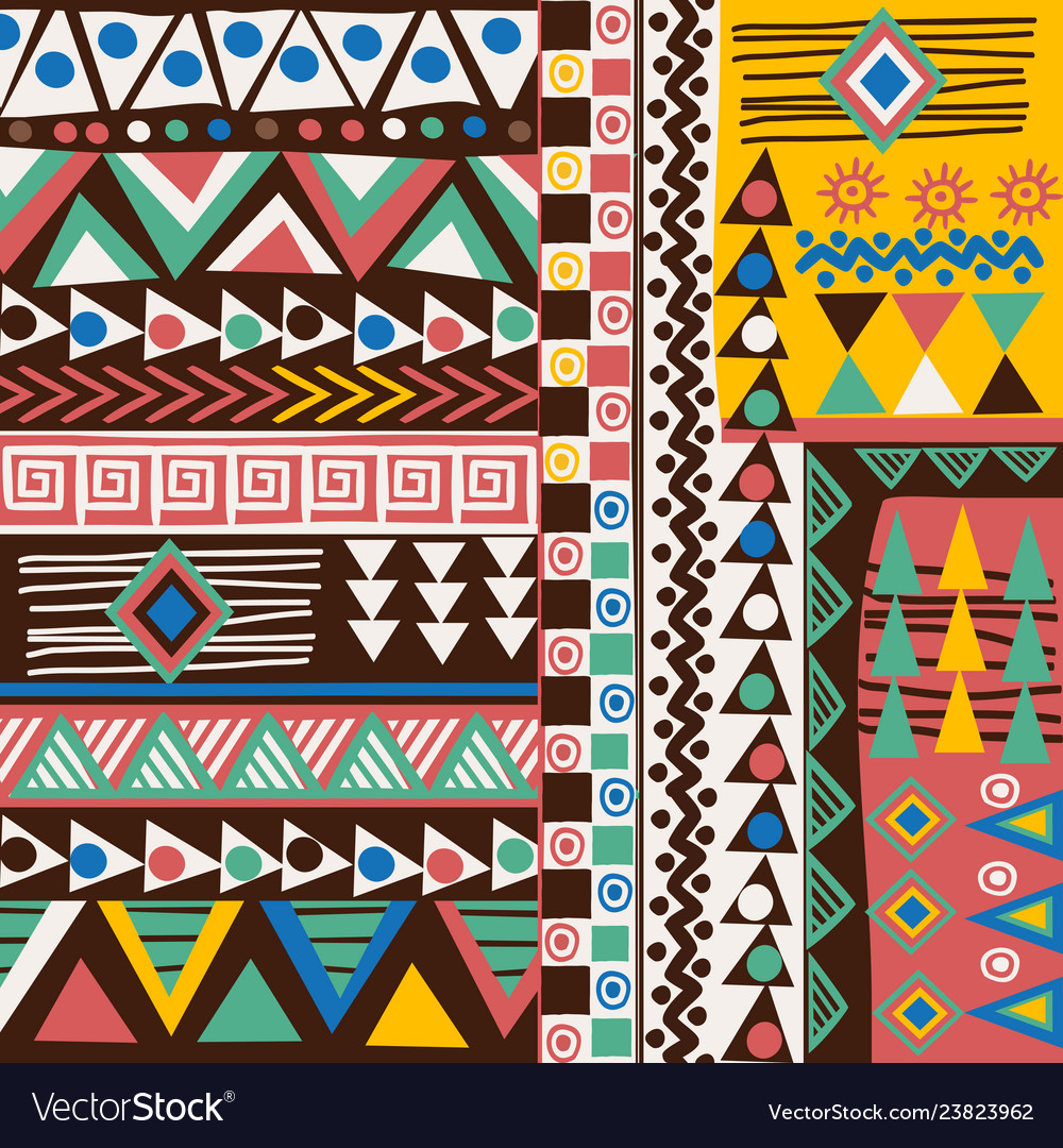 Doodle african pattern with geometric motifs Vector Image