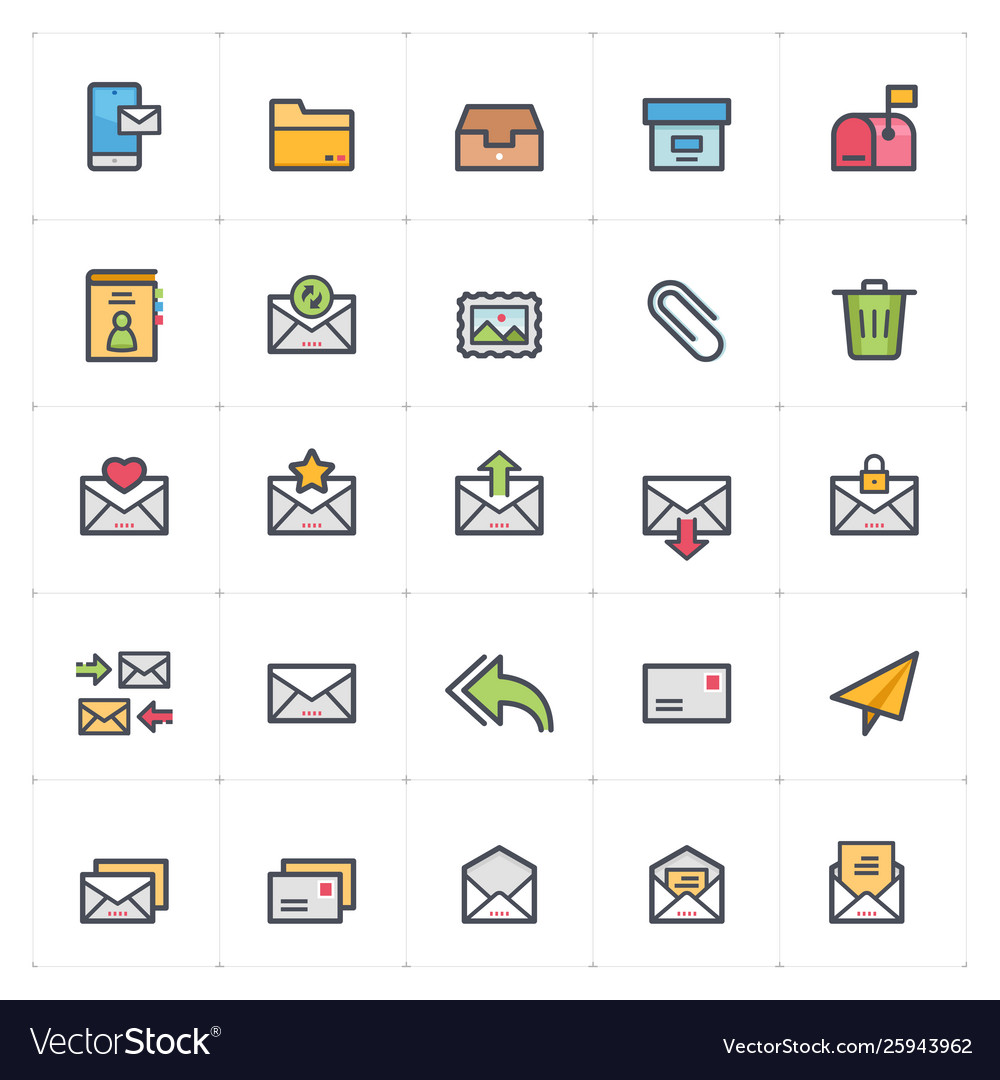 Icon set - E-Mail und Brief voller Farbe