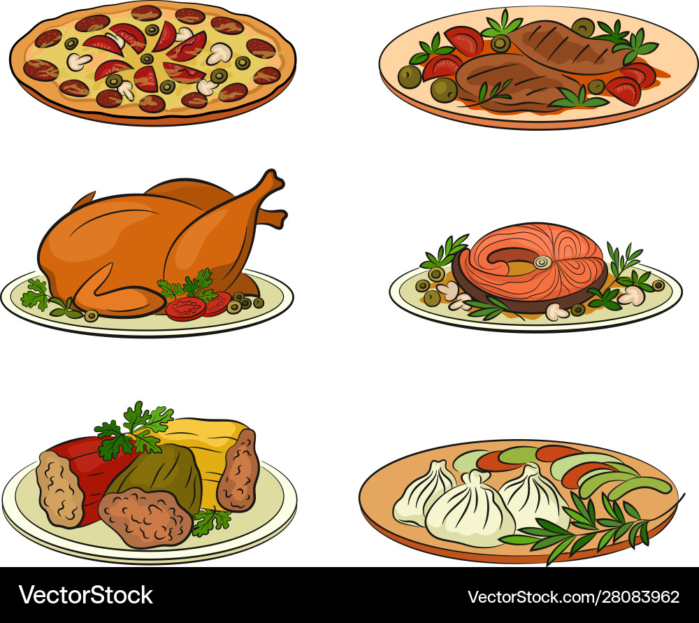 Food Cobjects Set food objects Royalty Free Vector Image - VectorStock