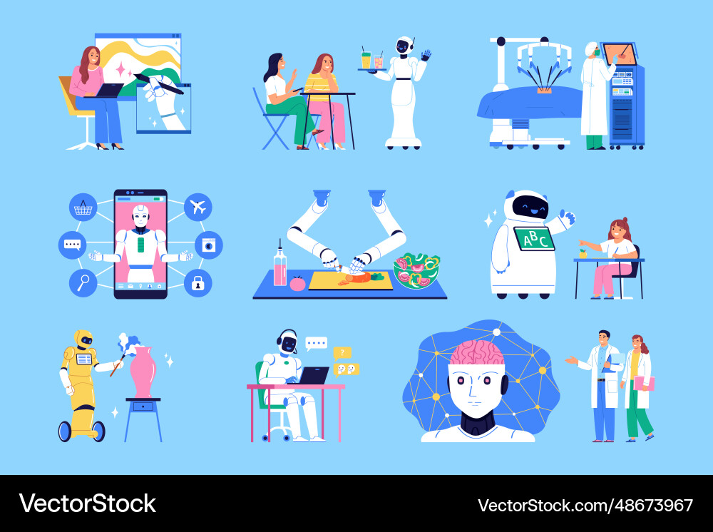Artificial intelligence set Royalty Free Vector Image