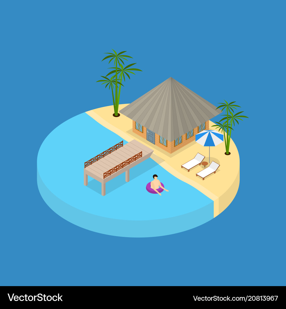 Beach vacation element 3d isometric view Vector Image