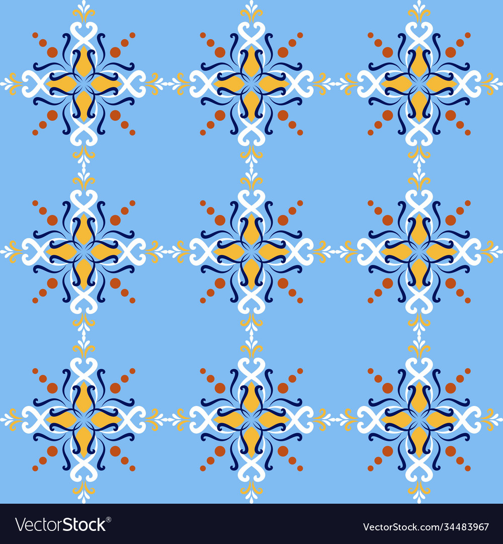 Blue italian ceramic tile seamless pattern Vector Image