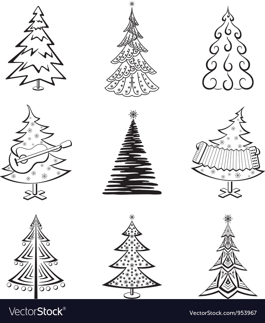 Christmas trees set