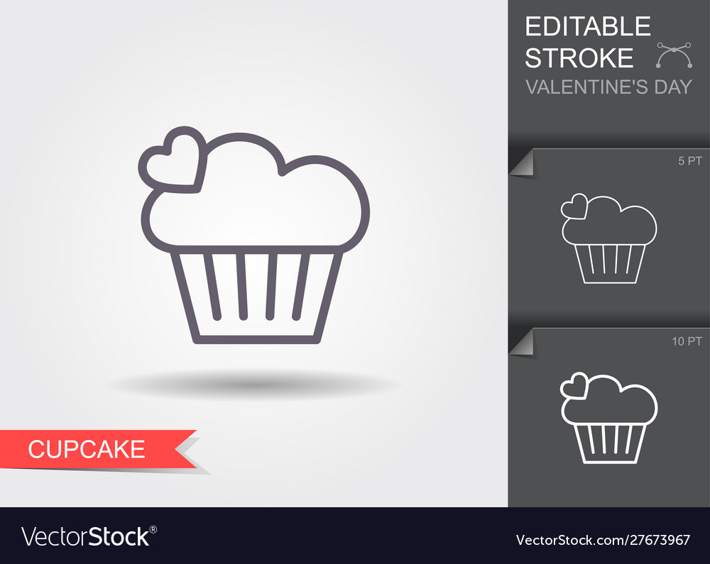 Cupcake line icon with editable stroke