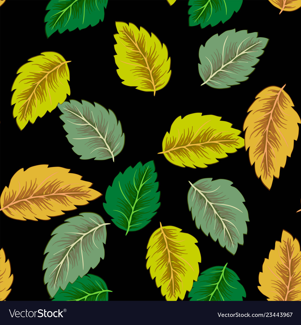 Flying green leaves on dark background fresh