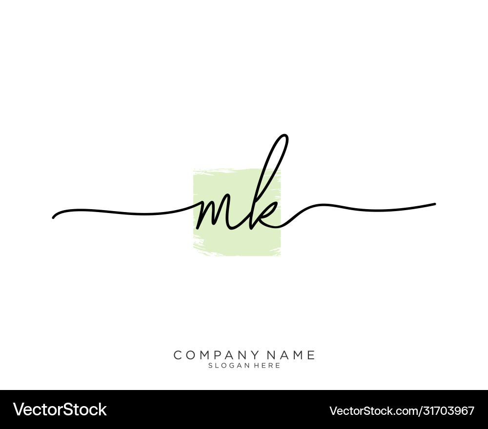 Mk initial handwriting logo design Royalty Free Vector Image