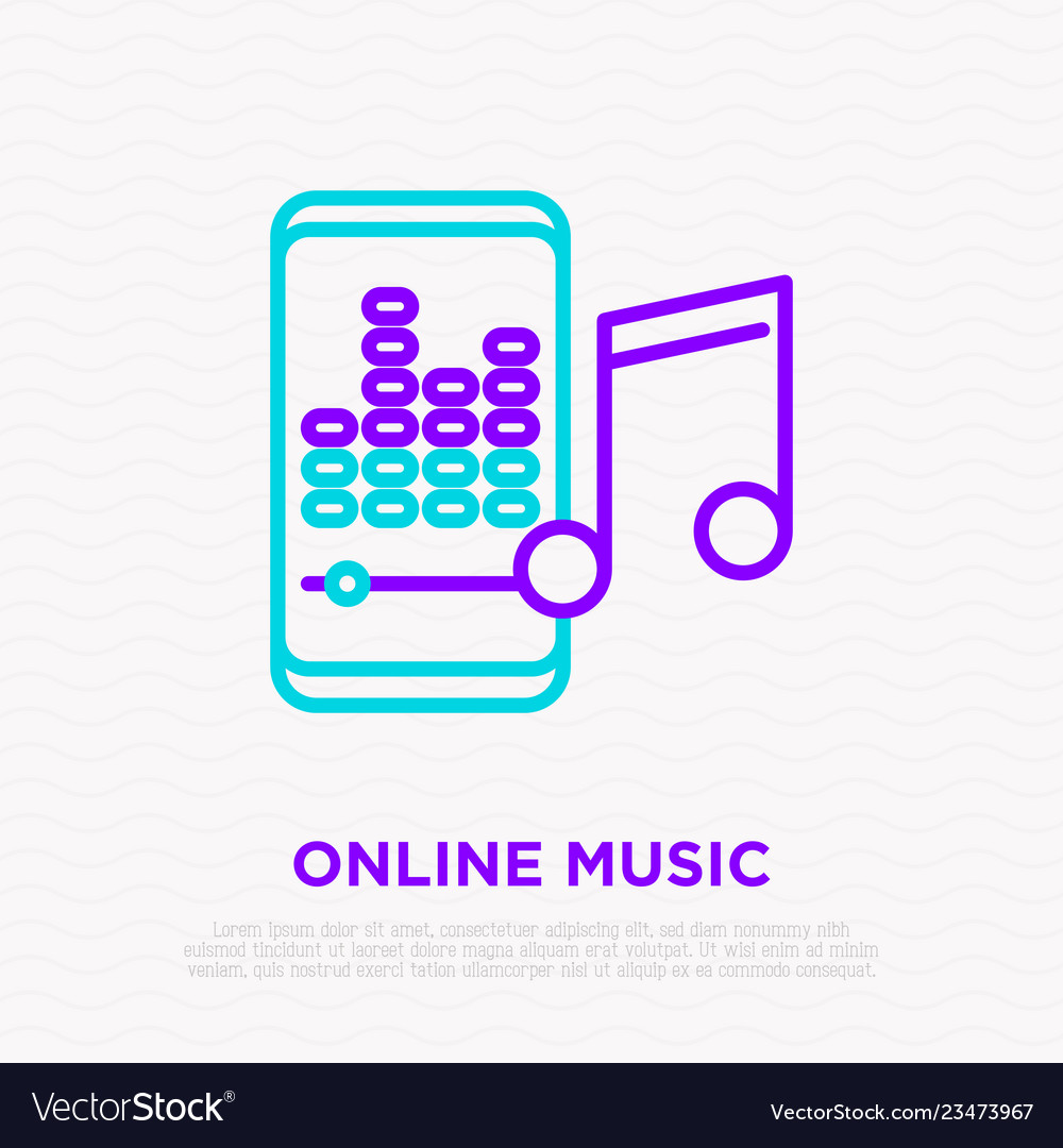 Online music line icon smartphone with equalizer