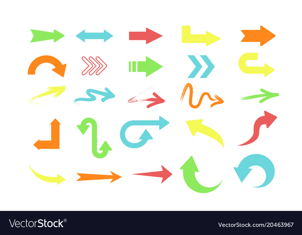 Set of different colors arrows