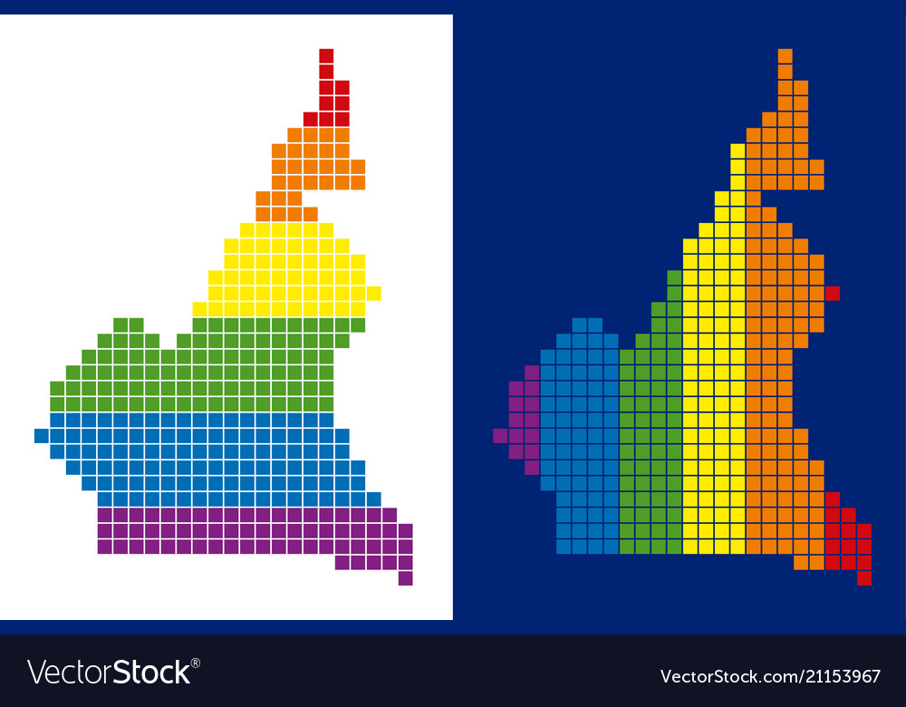 Spectrum pixel dotted african cameroon map