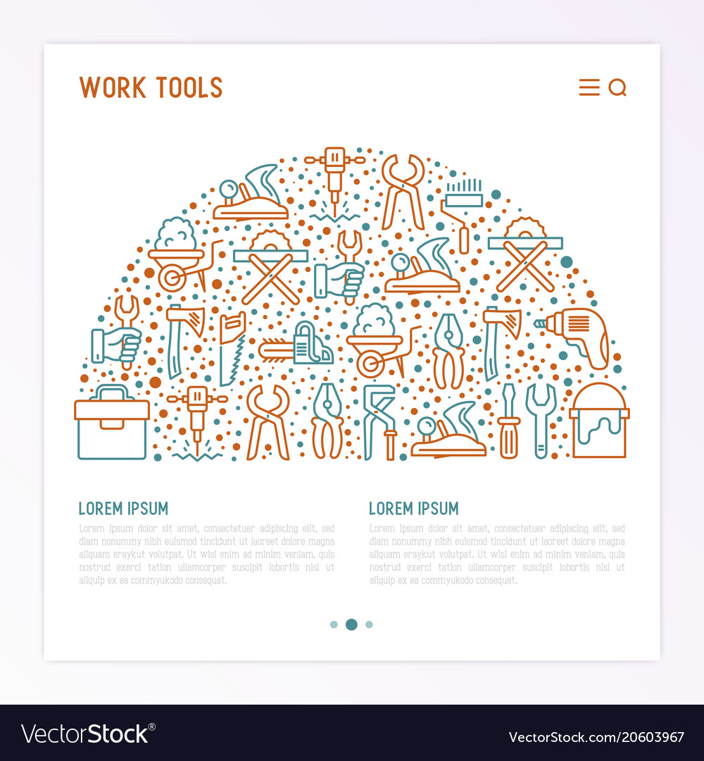 Work tools concept in half circle