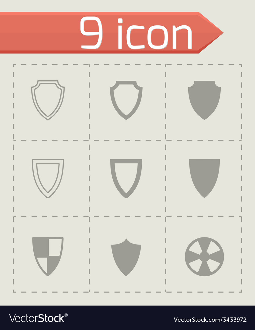 Black shield icon set