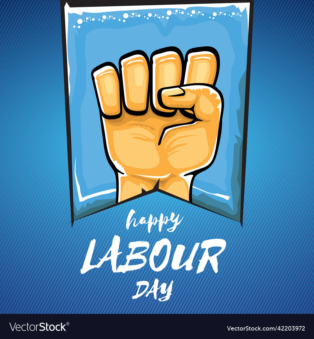 Happy labour day label with strong orange Vector Image