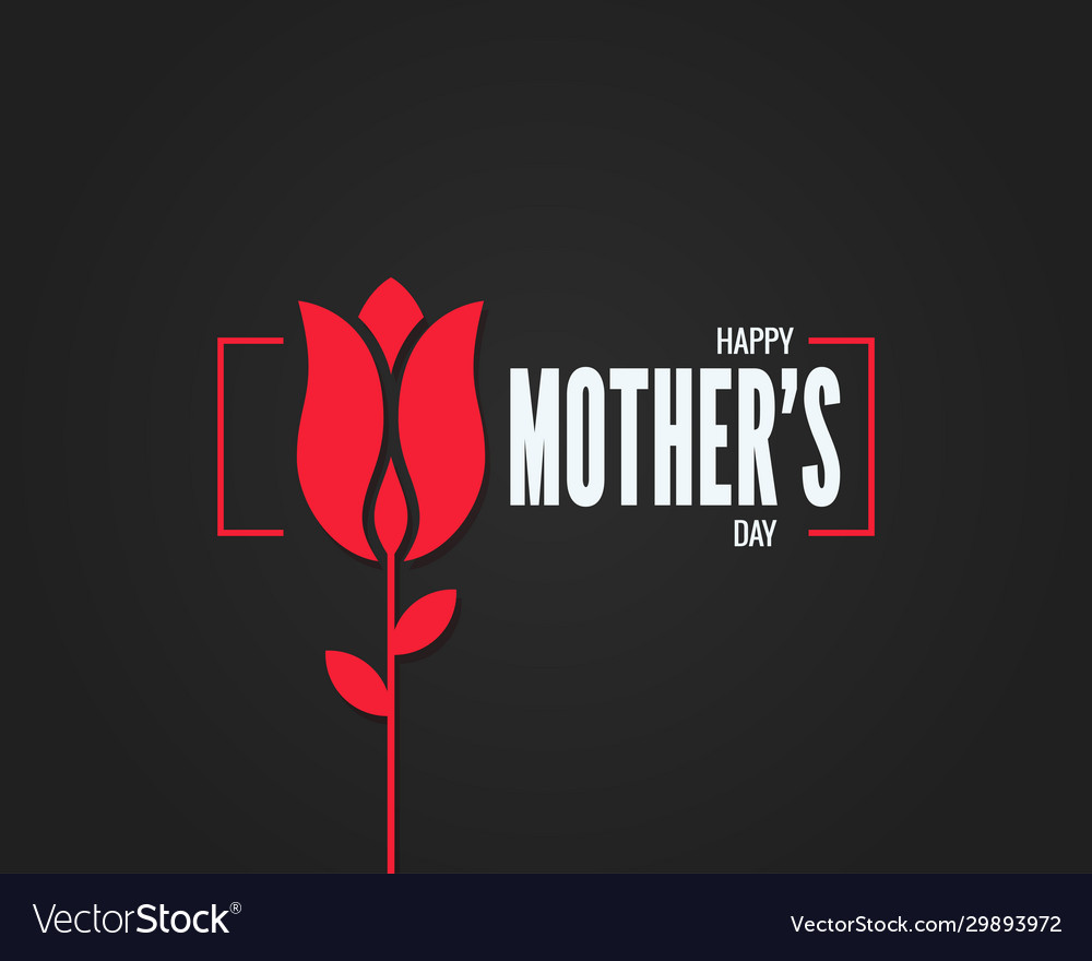 Mothers Day Logo Mothers Day Flower On Black Vector Image