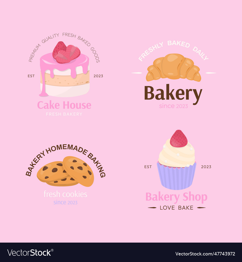 Pastel bakery logo and label collection Royalty Free Vector