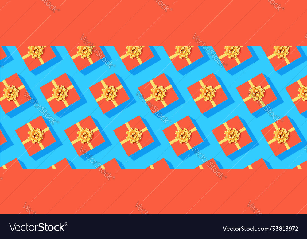 Pattern from gift boxes orange present Royalty Free Vector