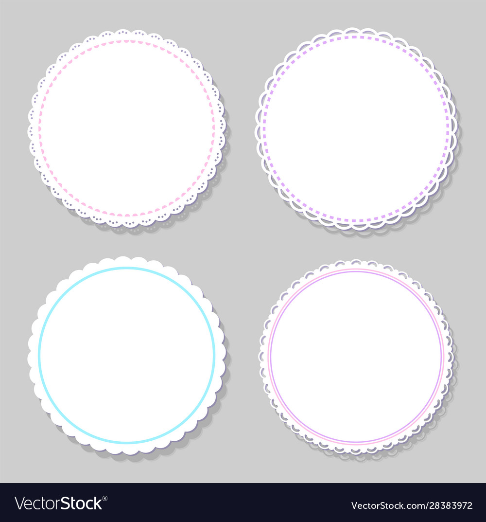 Round napkins with various edges isolated on grey