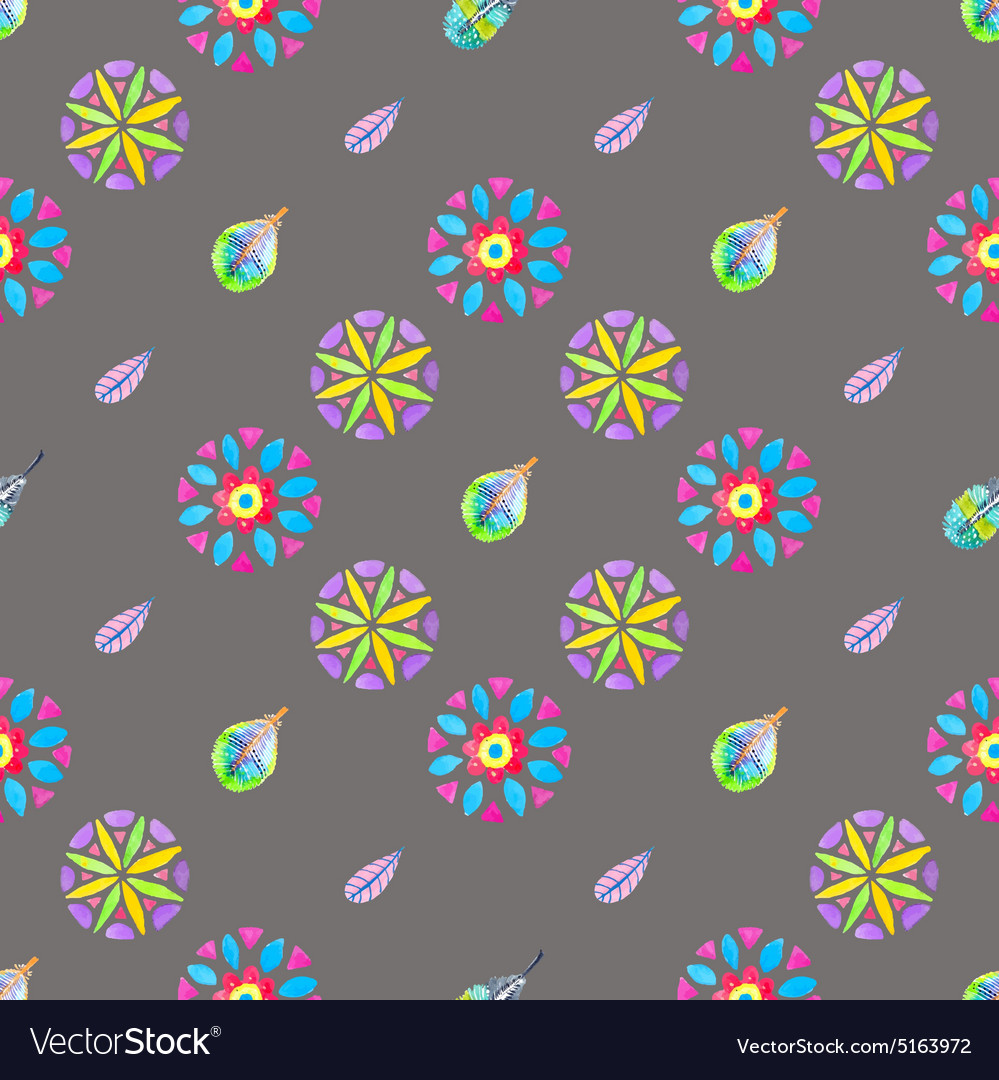 Watercolor retro pattern of geometric shapes