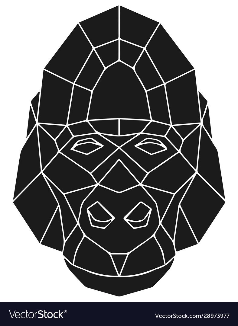 Black geometric head gorilla polygonal Royalty Free Vector