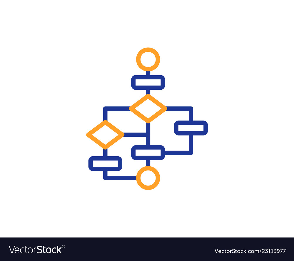 Block diagram line icon path scheme sign Vector Image