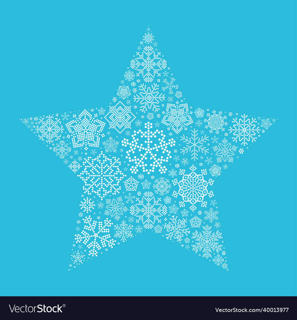 Christmas star made from snowflakes greeting card