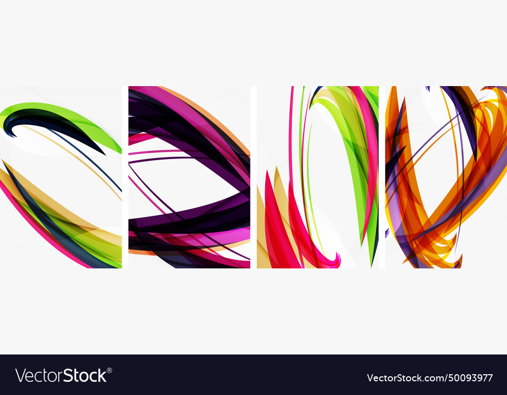 Colorful wave lines poster set for wallpaper Vector Image