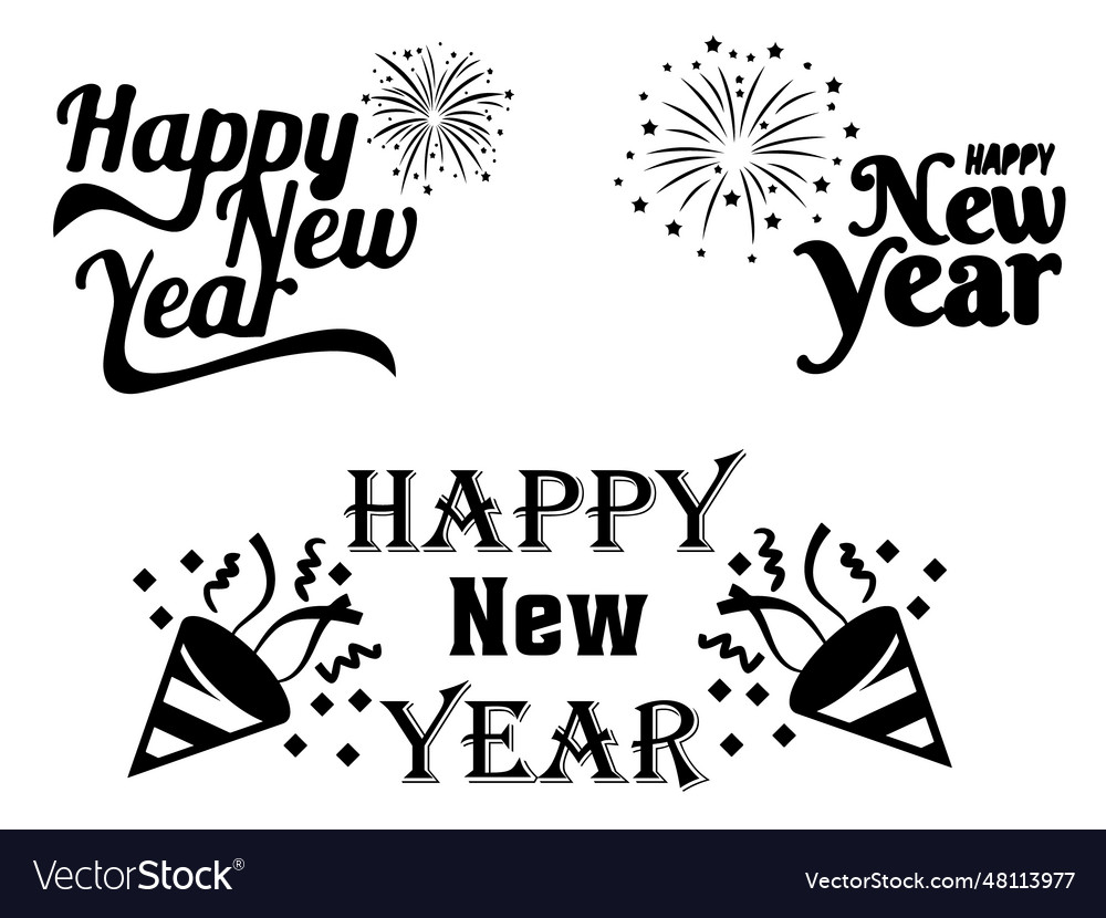 Happy new year stylish typographic inscription