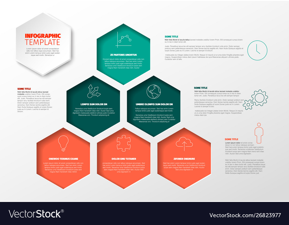 Infographic template with pyramid hexagons