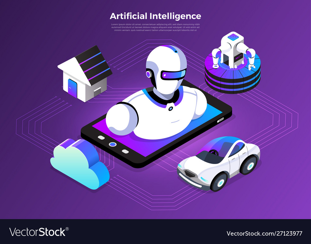 Isometric artificial intelligence Royalty Free Vector Image