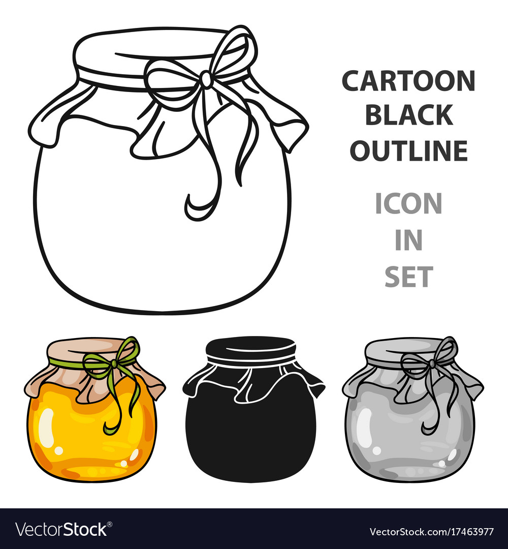 Jar of honey icon in cartoon style isolated