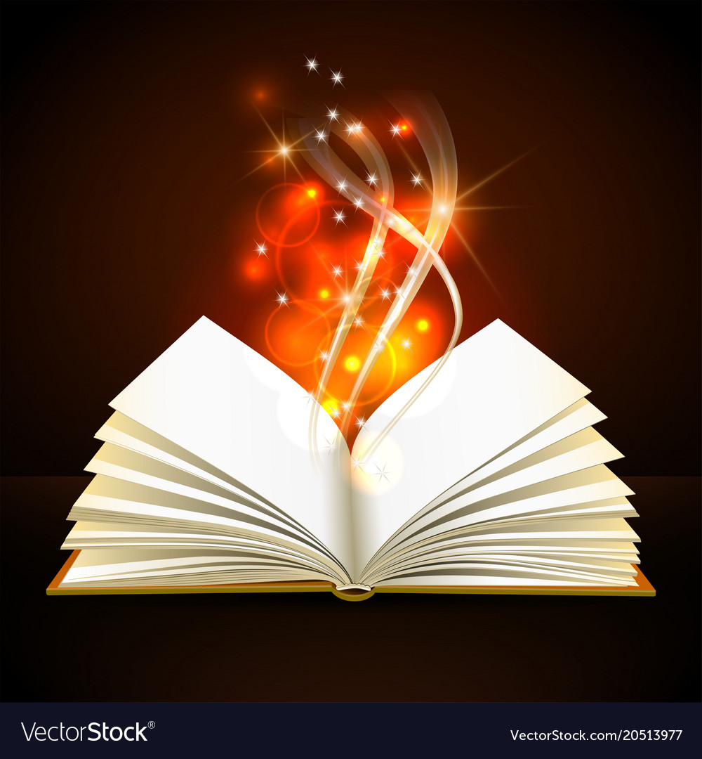 Open book with mystic bright light Royalty Free Vector Image