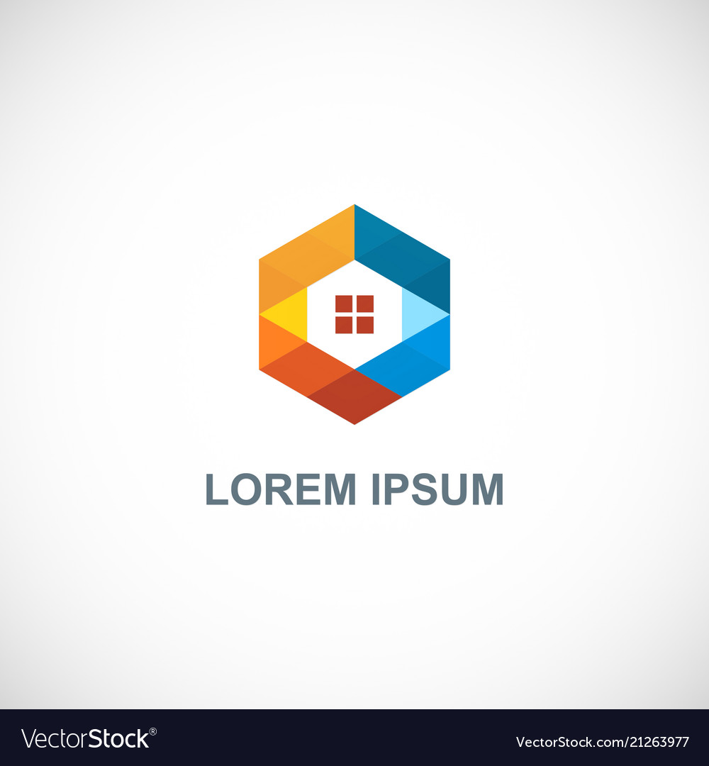 Polygon colorful home technology logo Royalty Free Vector