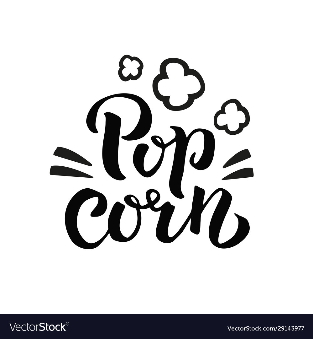 Popcorn text label with popping hand drawn brush Vector Image