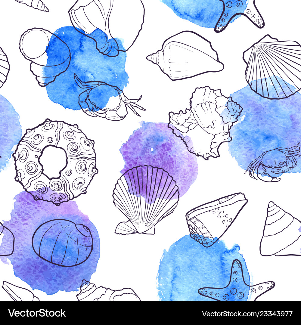 Seamless pattern with seashells Royalty Free Vector Image