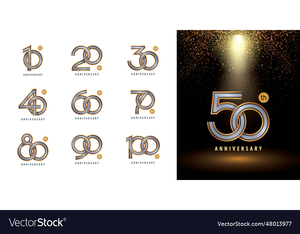 Set of anniversary logotype design celebrating