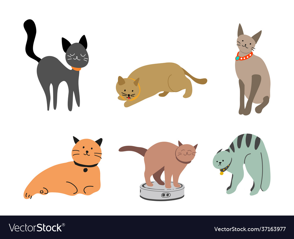 Various funny cute cats set Royalty Free Vector Image