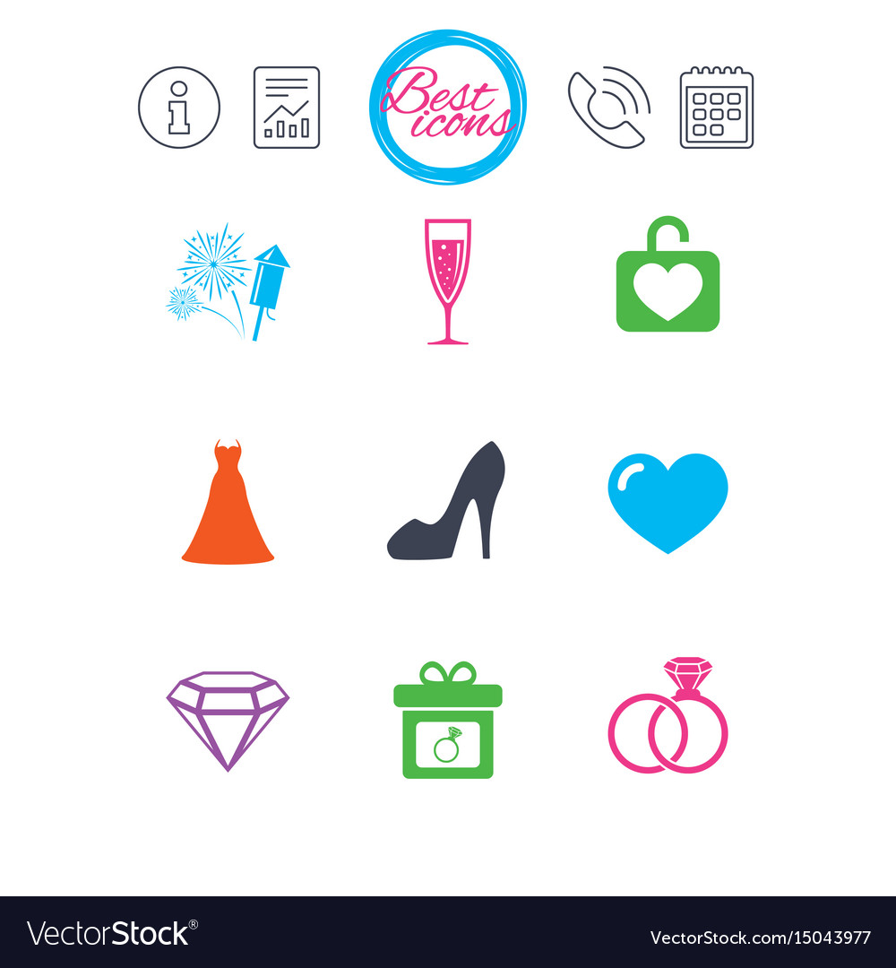 Wedding engagement icons locker with heart