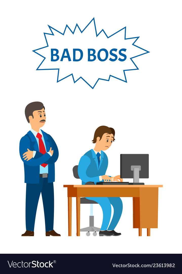 bad boss leader of company and worker royalty free vector badboss
