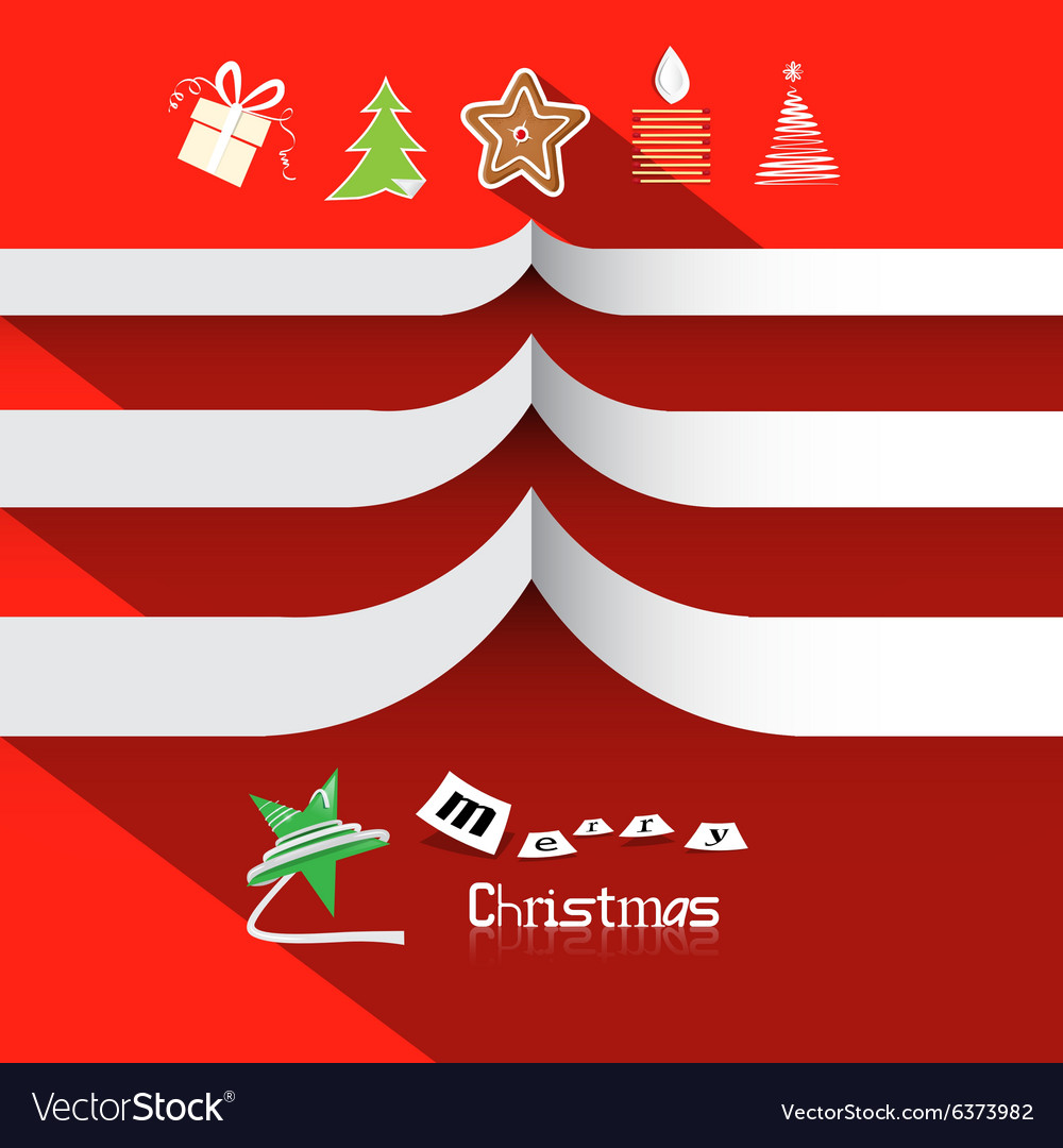 Christmas paper symbols on red background