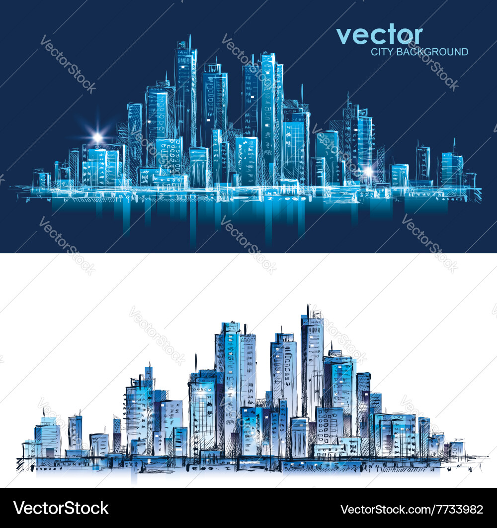 Cityscape at night Royalty Free Vector Image - VectorStock