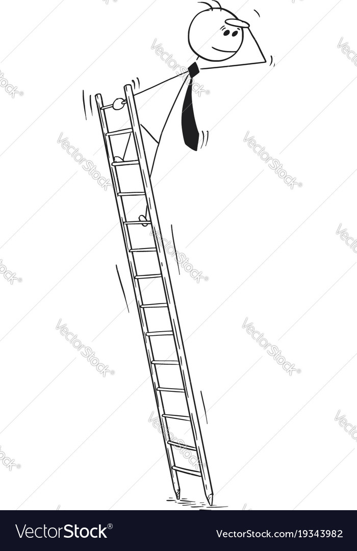 Conceptual cartoon of business man on ladder Vector Image