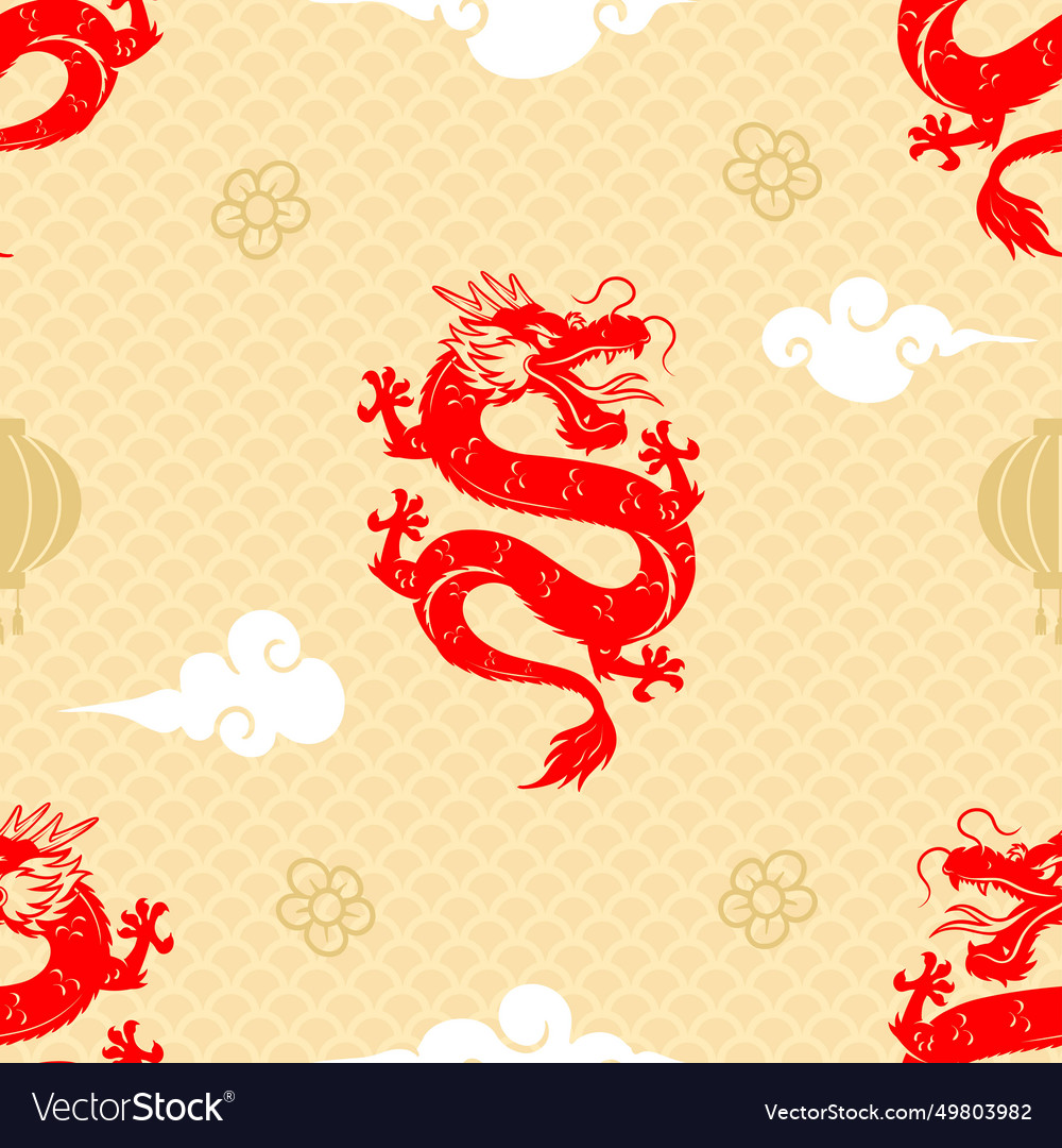 Dragon chinese new year pattern elements Vector Image