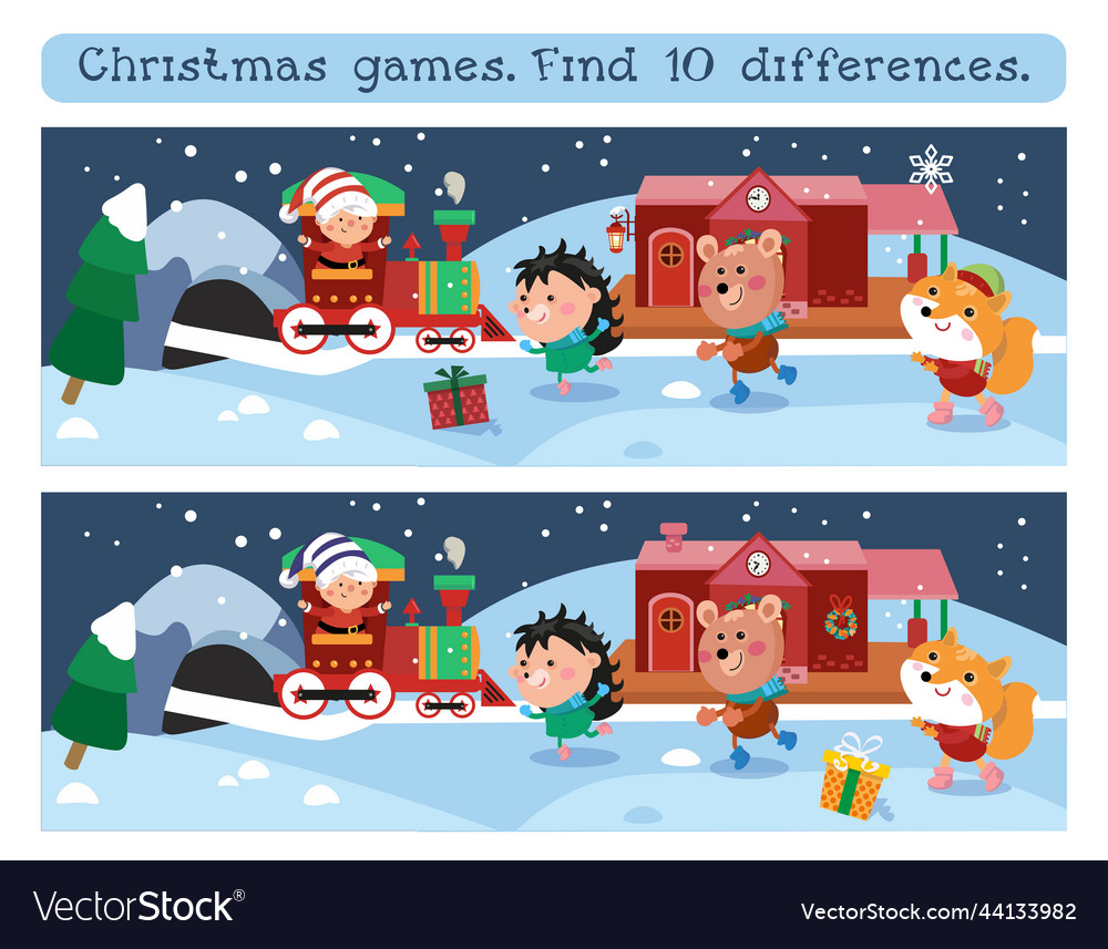 Find 10 differences game for children a cute elf Vector Image