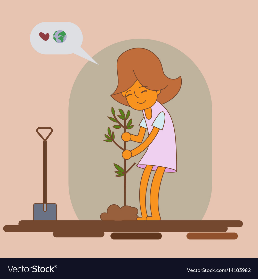 Girl planting new tree