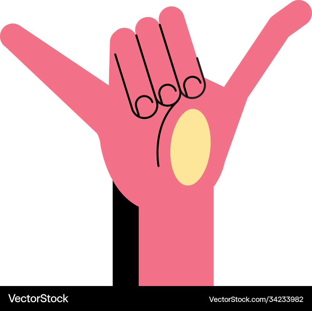 Hand sign language y line and fill style icon Vector Image