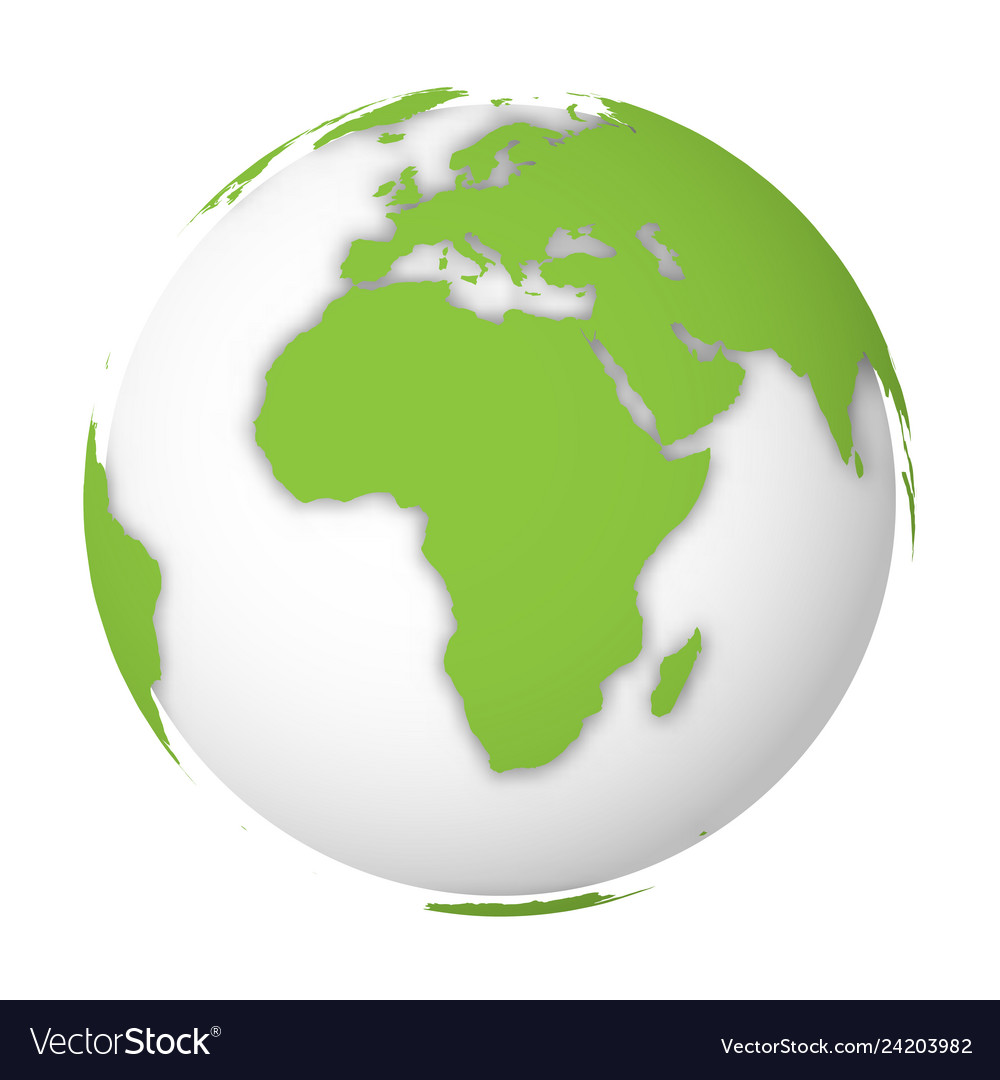 Natural earth globe 3d world map with green lands Vector Image