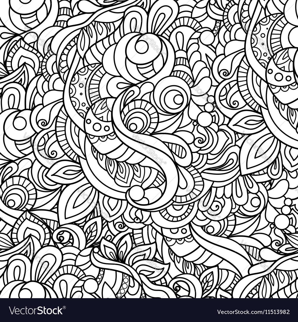 Seamless pattern with floral doodle elements Vector Image